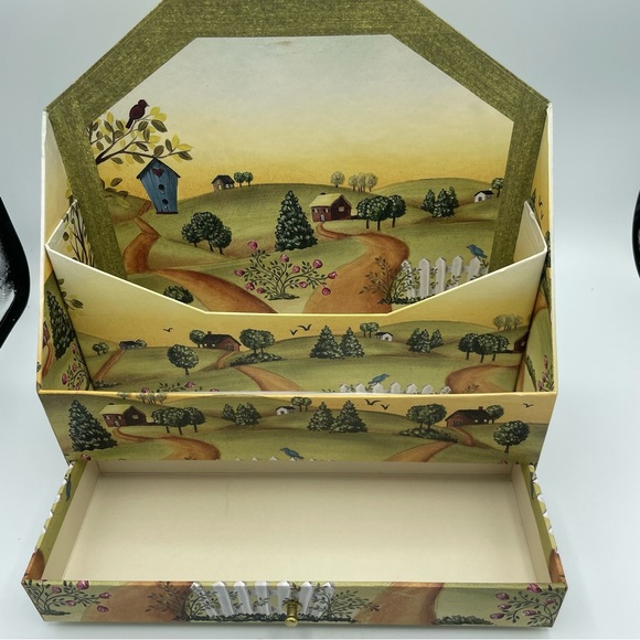 Vintage New Seasons Mail Sorter 2-Slot with Drawer Country Lane Organizer Caddy - Picture 2 of 12